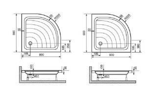 Поддоны для душевой кабины — формы и размеры