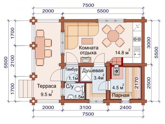 Проекты одноэтажных бань