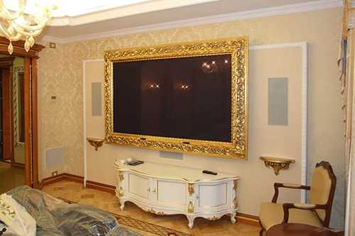 Телевизор на стене в гостиной: идеи декора