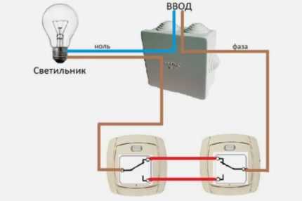  Схема подключения проходного выключателя одноклавишного: разбор схемы и порядок выполнения работ