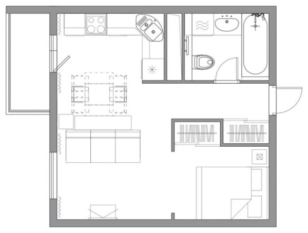 5 примеров дизайна квартиры-студии 34 кв м